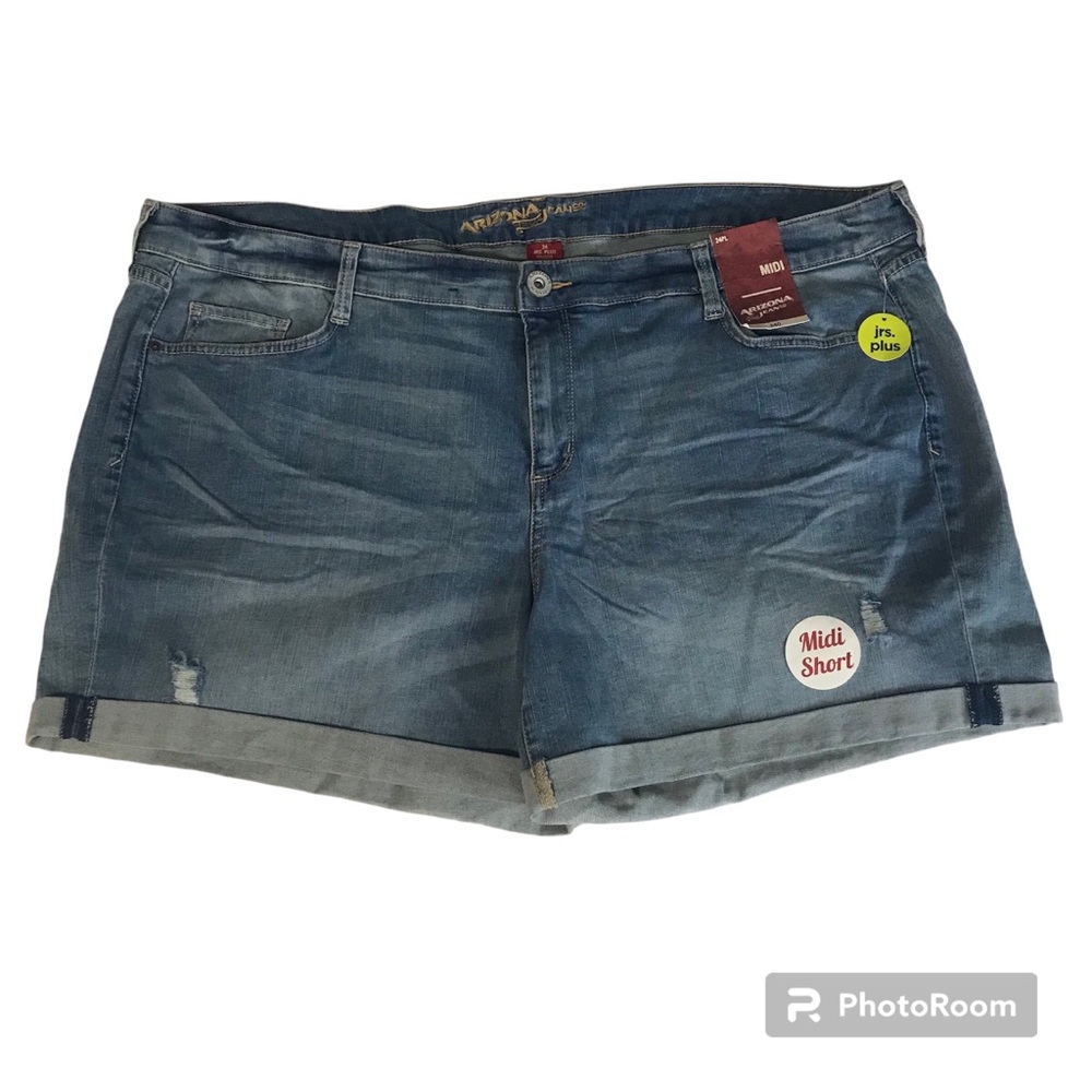 Arizona Jeans Turn-Up Short Midi Junior Women’s Size 24 Color Blue High Rise.